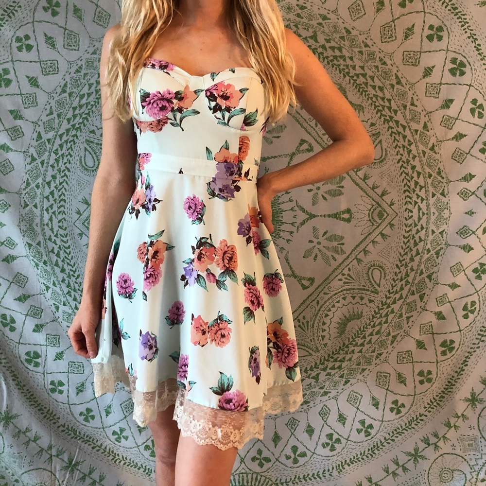 Baby Blue Vintage Floral Dress